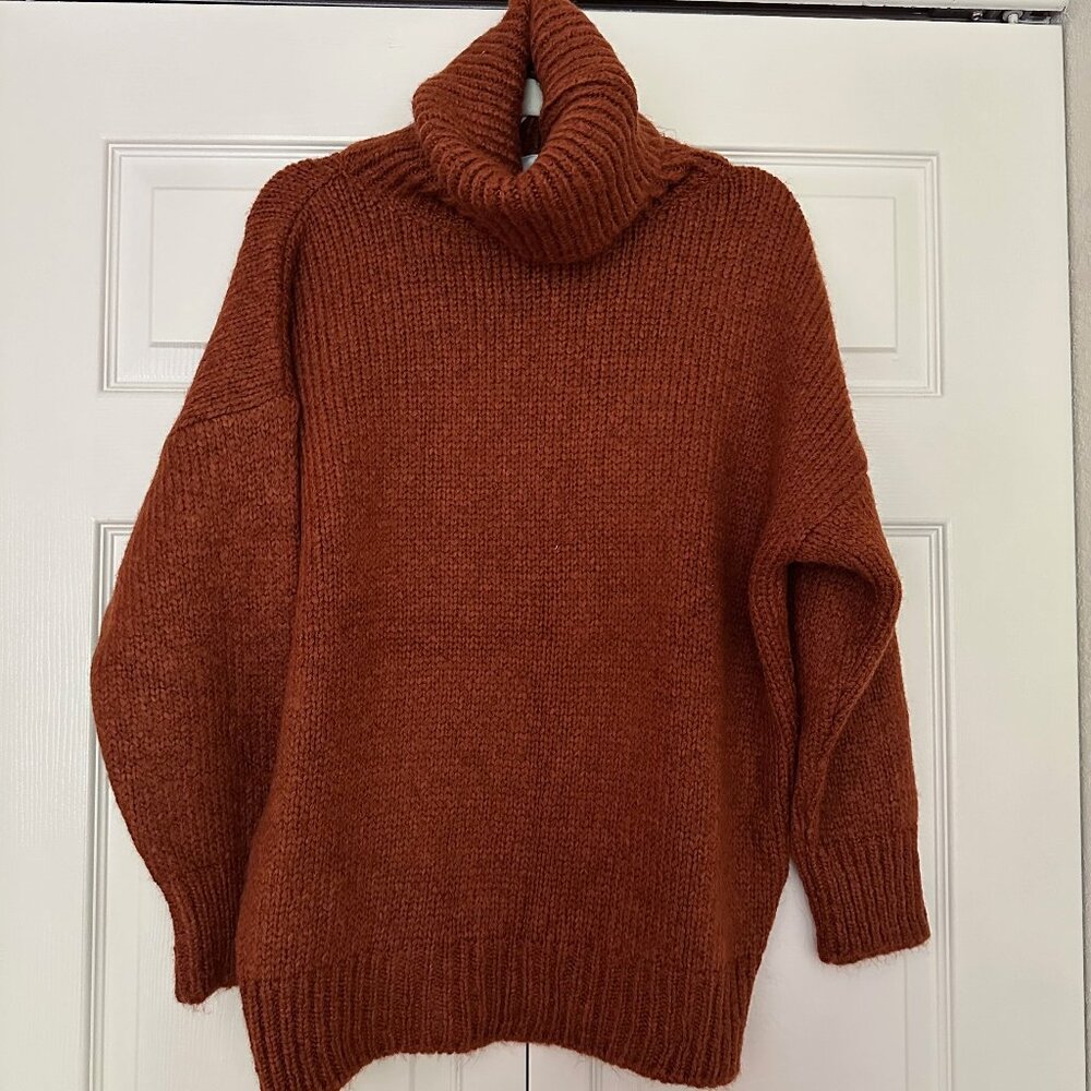 Mango Rust Sweater  Sm Cowlneck Chunky